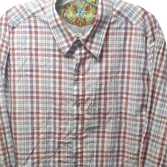 Robert Graham Designer Dress Shirt Men 2X Classic Fit Striped Button - Picture 4 of 8